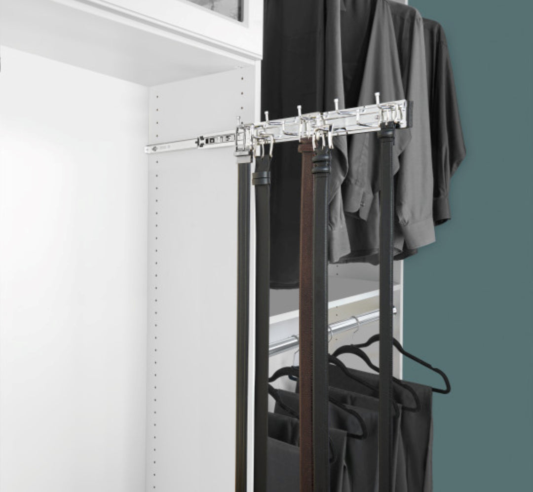 Rev-a-Shelf BRC-14CR 14" Mounted Pullout Belt Rack Organizer, Chrome (2 Pack)