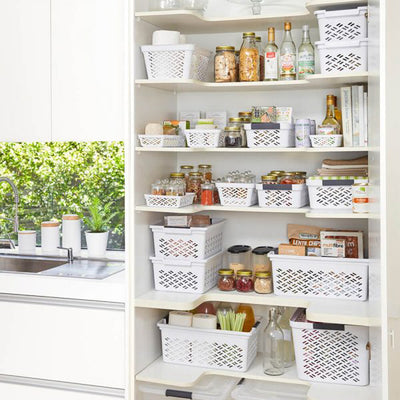 Ezy 32134 Medium Brickor Plastic Storage Household Organization Basket, White