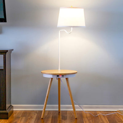 Brightech Owen Wireless Charging Station Table w/Built In Lamp, Wood (Open Box)