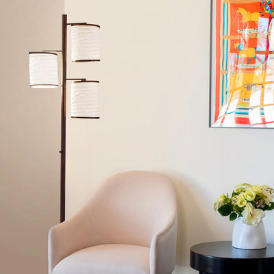 Brightech Liam Asian Lantern Shade Tree LED Floor Lamp Light, Black (For Parts) - VMInnovations