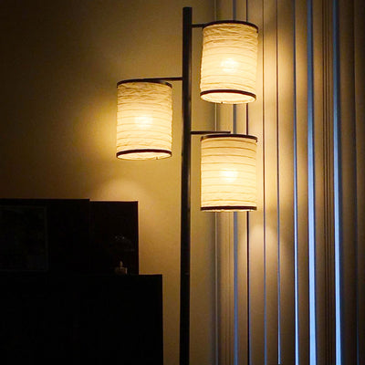 Brightech Liam Dimmable Asian Lantern Shade Tree LED Floor Lamp Light, Black