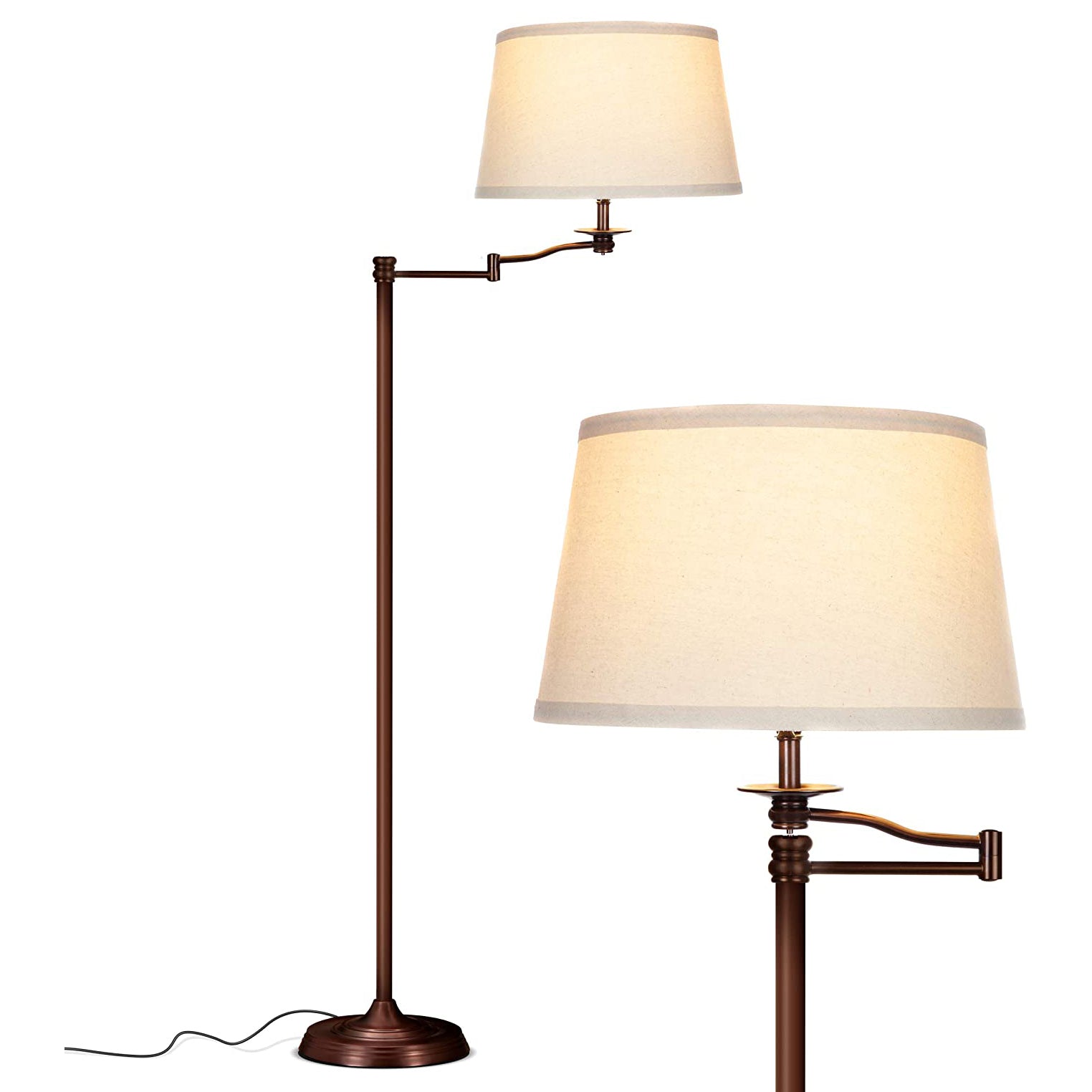 Brightech Caden Modern Style 63" Tall Floor Lamp w/ Swing Arm, Bronze (Open Box) - VMInnovations