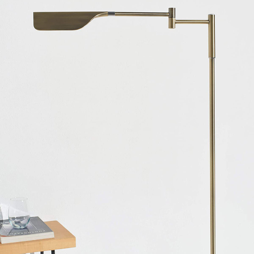 Brightech Leaf 53" Tall Vintage LED Floor Lamp with Adjustable Arm, Gold (Used)