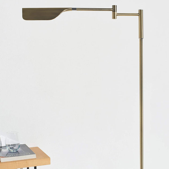 Brightech Leaf 53" Tall Vintage LED Floor Lamp with Adjustable Arm, Gold (Used)