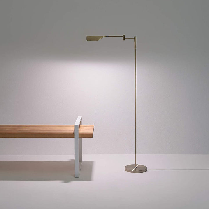 Brightech Leaf 53" Tall Vintage LED Floor Lamp with Adjustable Arm, Gold (Used)