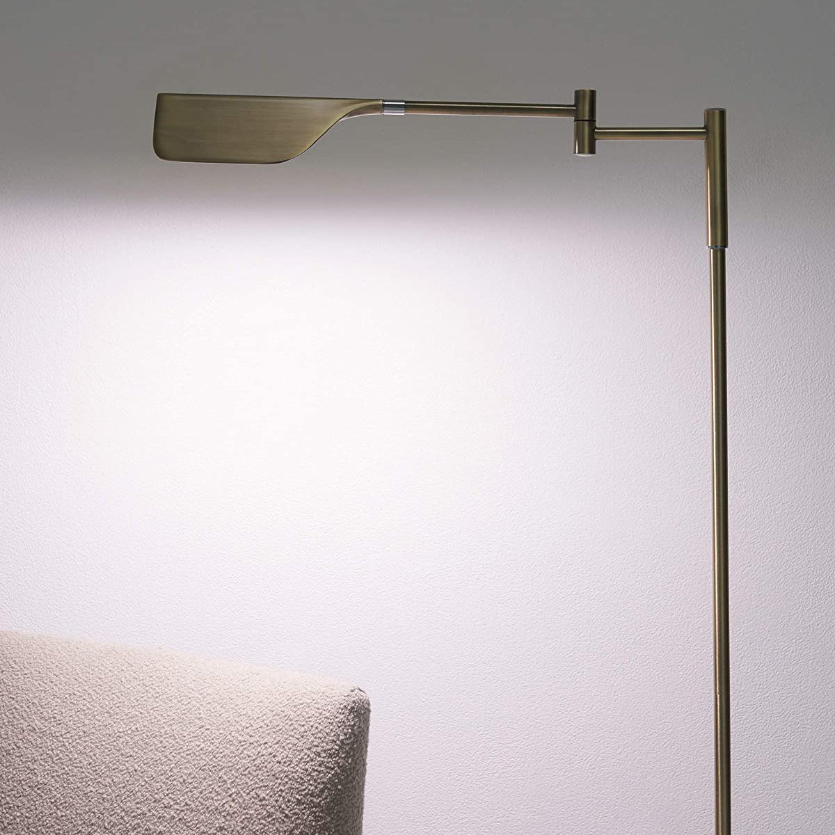 Brightech Leaf 53" Tall Vintage LED Floor Lamp with Adjustable Arm, Gold (Used)