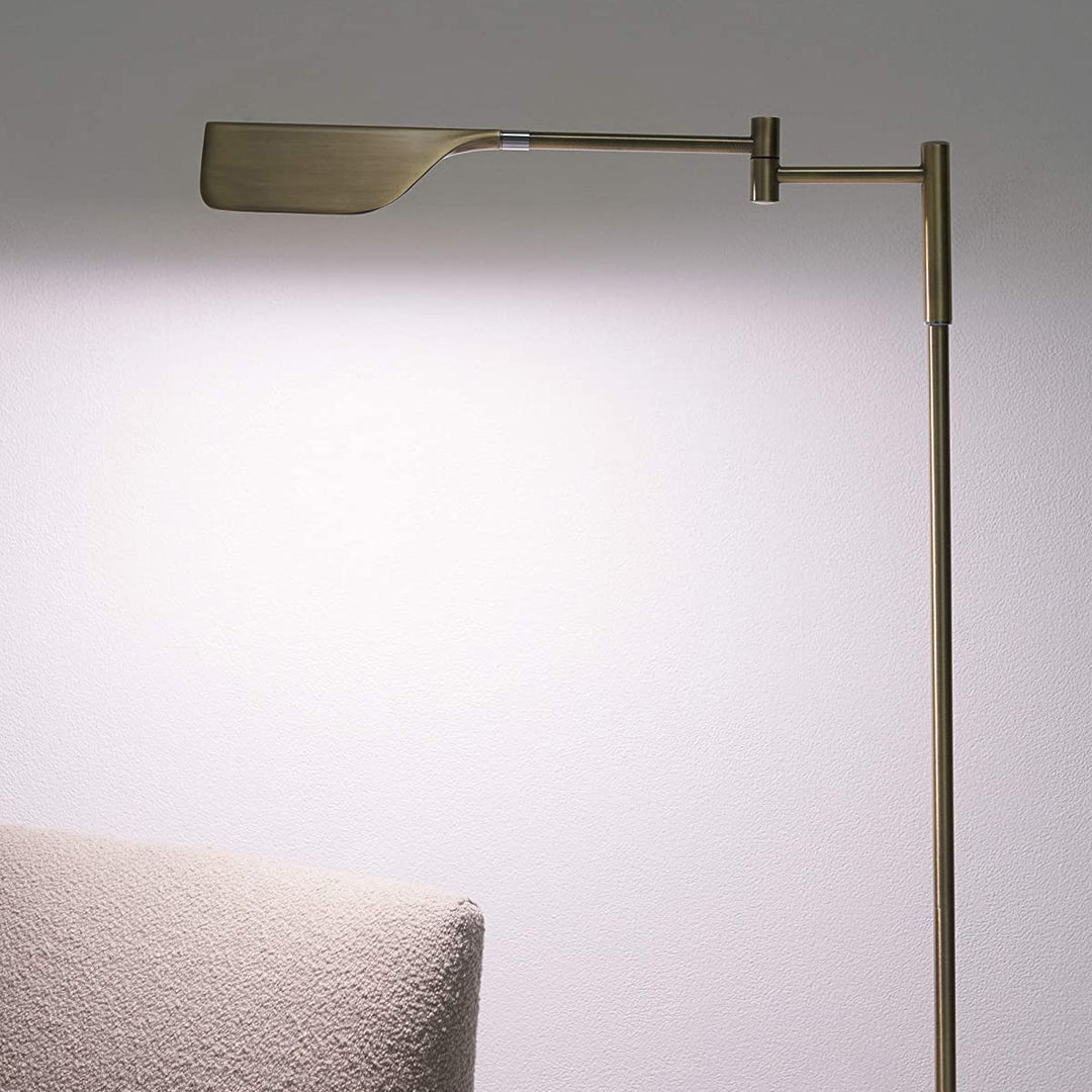 Brightech Leaf 53" Tall Vintage LED Floor Lamp with Adjustable Arm, Gold (Used)