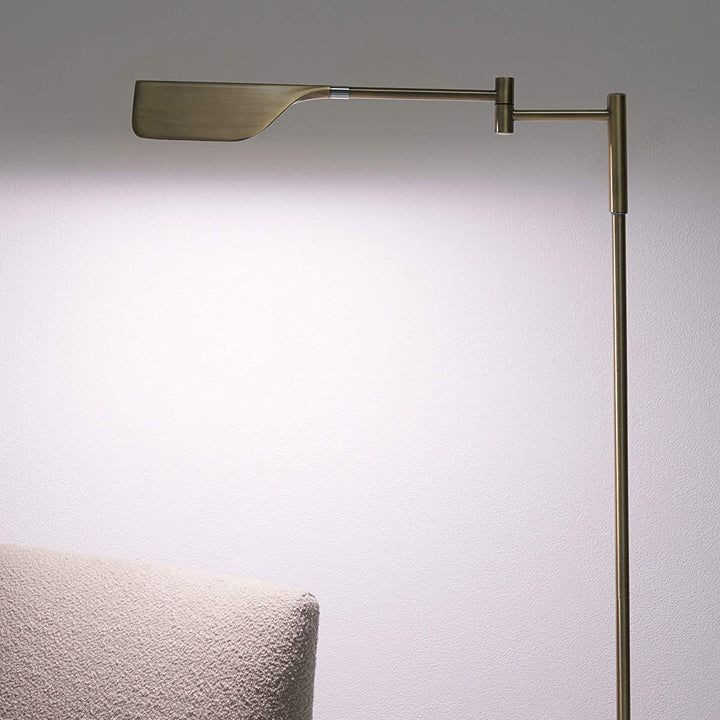 Brightech Leaf 53" Tall Vintage LED Floor Lamp with Adjustable Arm, Gold (Used)