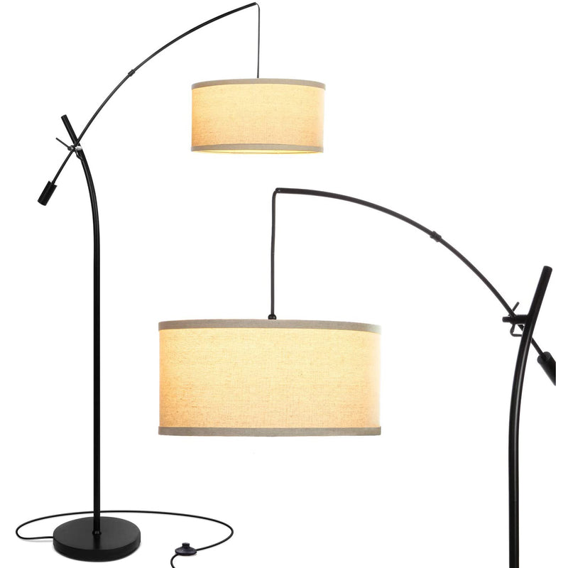Brightech Grayson Modern Industrial Style Arc Floor Lamp w/Adjustable Arm, Black