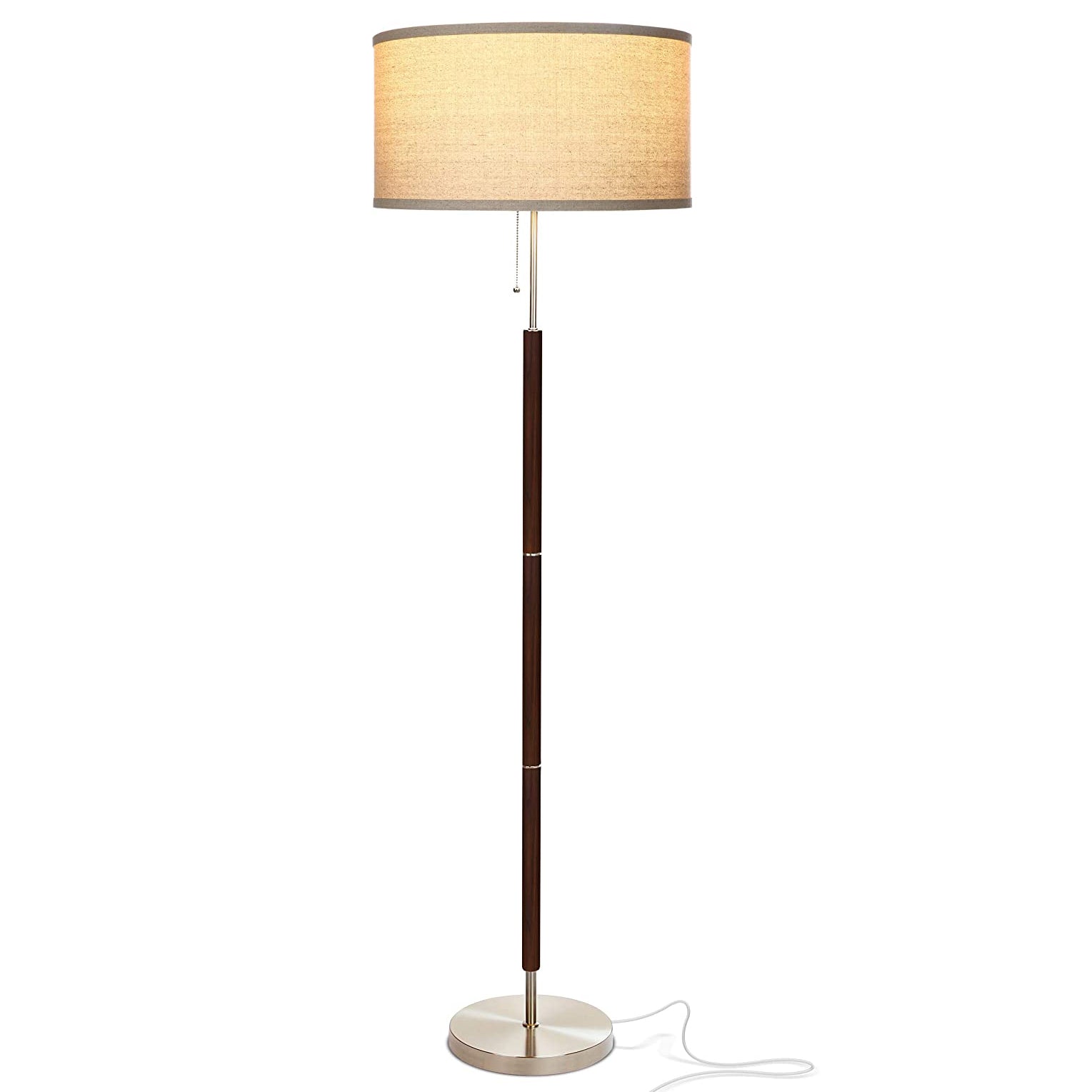 Brightech Carter Mid Century 65" Standing Pole LED Floor Lamp, Wood (Open Box) - VMInnovations