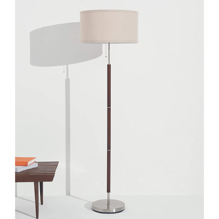 Brightech Carter Mid Century 65" Standing Pole LED Floor Lamp, Wood (Open Box)