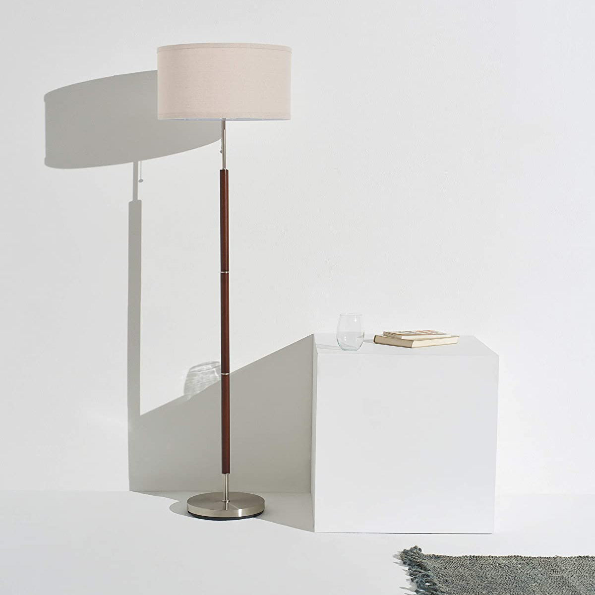 Brightech Carter Mid Century 65" Standing Pole LED Floor Lamp, Wood (Open Box) - VMInnovations