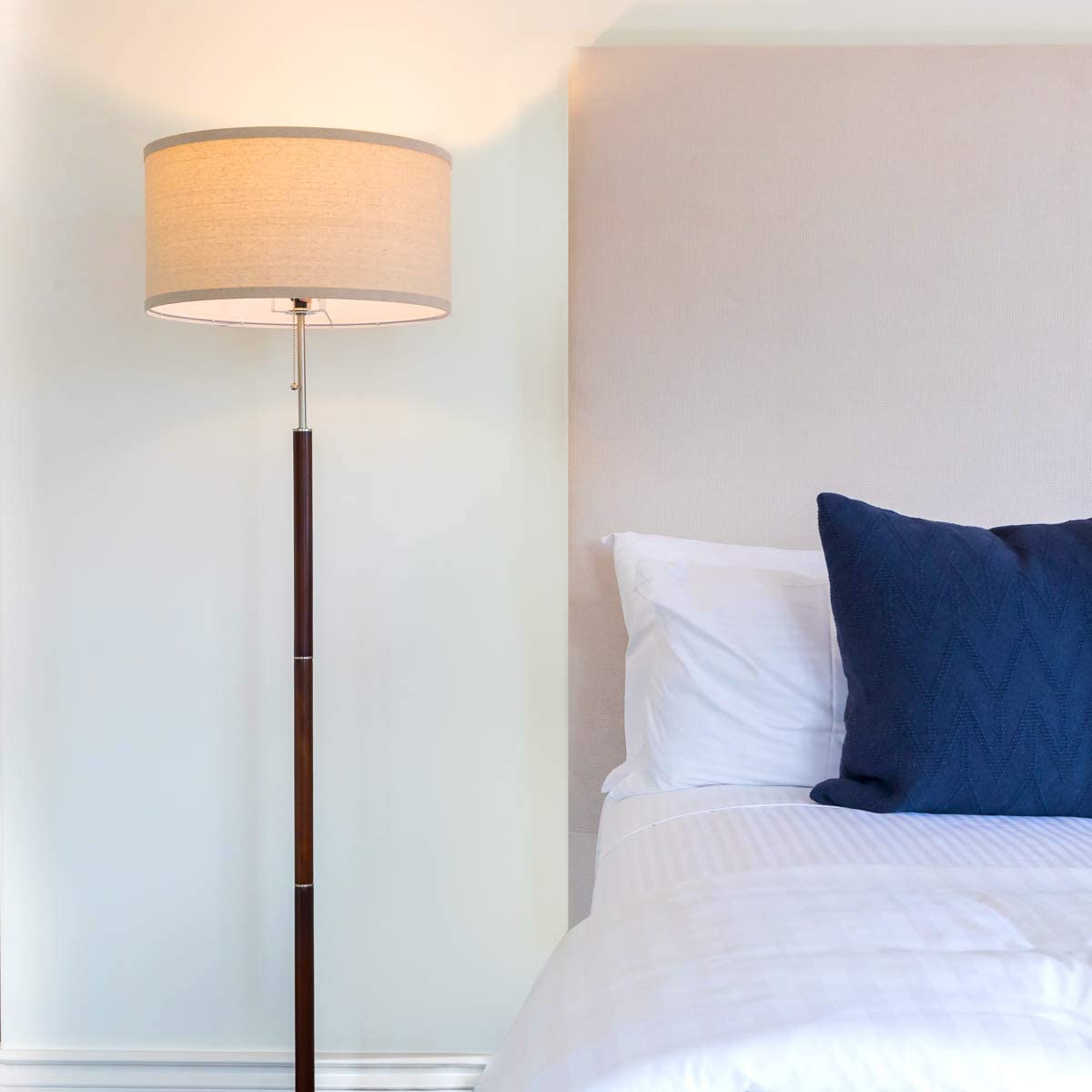 Brightech Carter Mid Century 65" Standing Pole LED Floor Lamp, Wood (Open Box) - VMInnovations