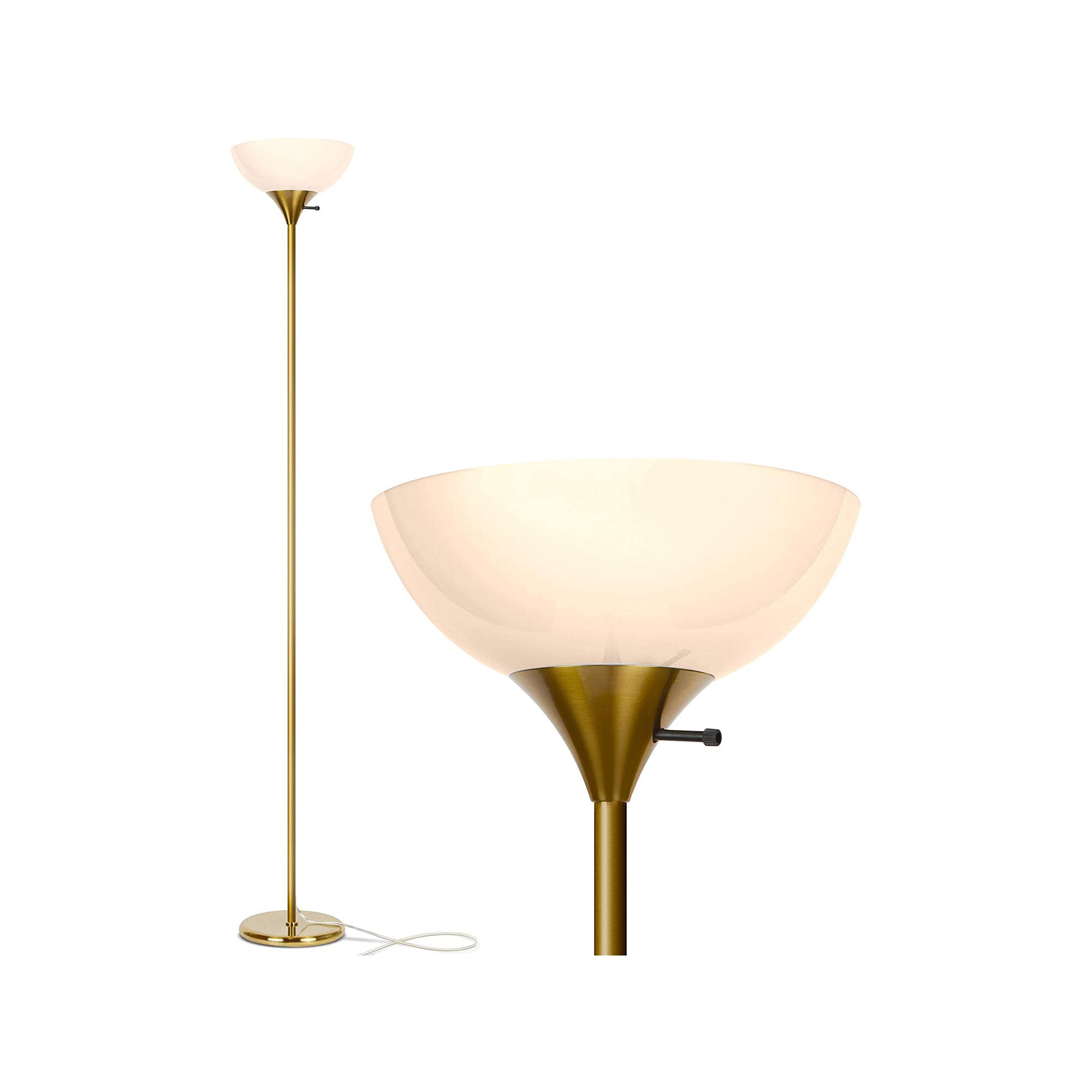 Brightech Sky Dome Bright LED Dimmable Floor Lamp for Home Decor, Gold Brass