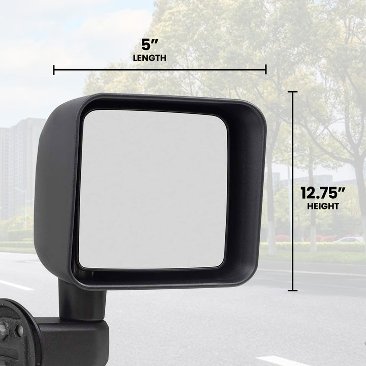 Brock Manual Left Side Replacement Mirror 07-17 Jeep Wrangler, Black (Open Box)