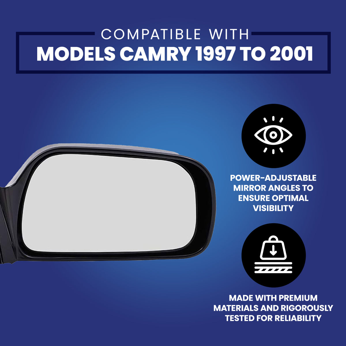 Brock Driver's Side Replacement Power Mirror for Toyota Camry 97 to 01, Black