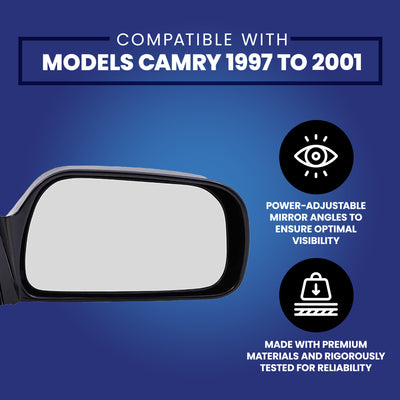 Brock Driver's Side Replacement Power Mirror for Toyota Camry 97 to 01, Black