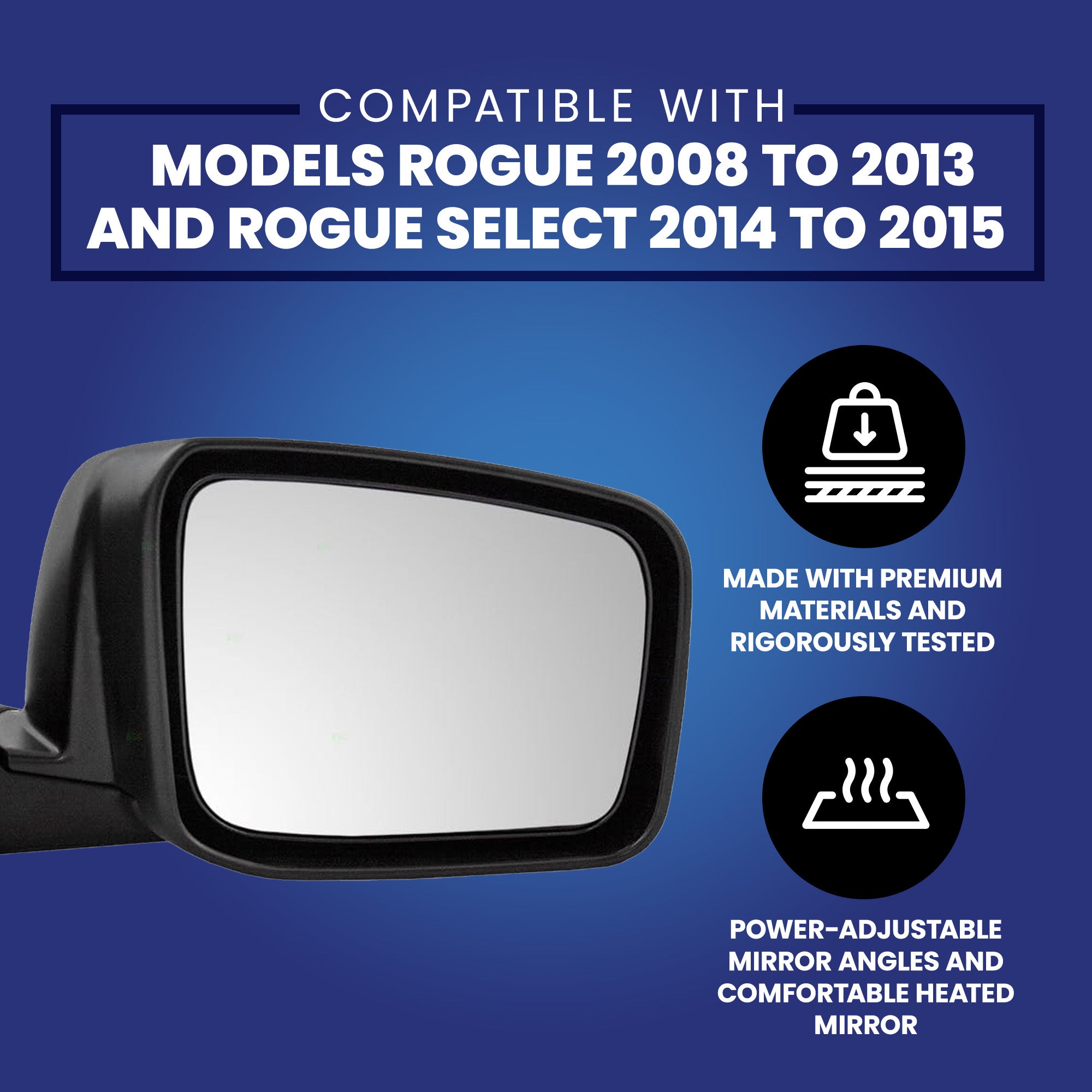 Brock Passenger's Side View Power Mirror for Nissan Rogue 2008-2013, Blk (Used) - VMInnovations