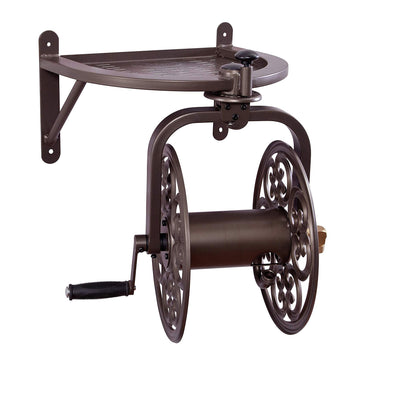 Liberty Garden Navigator Wall-Mounted 360 Degree Rotate Garden Hose Reel, Bronze - VMInnovations