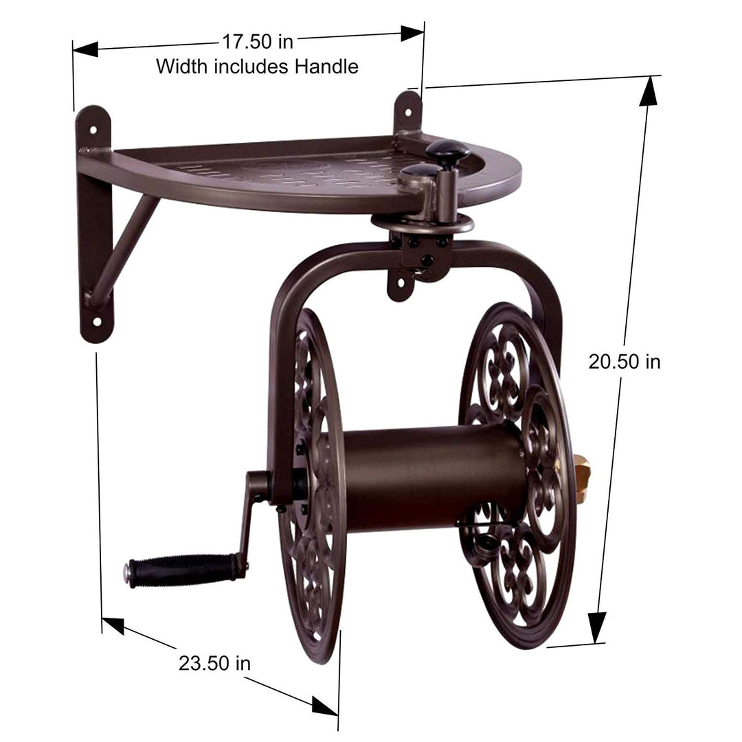 Liberty Garden Wall-Mounted 360 Degree Rotate Garden Hose Reel, Bronze(Open Box) - VMInnovations