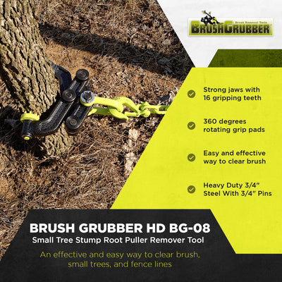 Brush Grubber BG-08 Steel HD Brush & Small Tree Stump Root Puller Remover Tool - VMInnovations