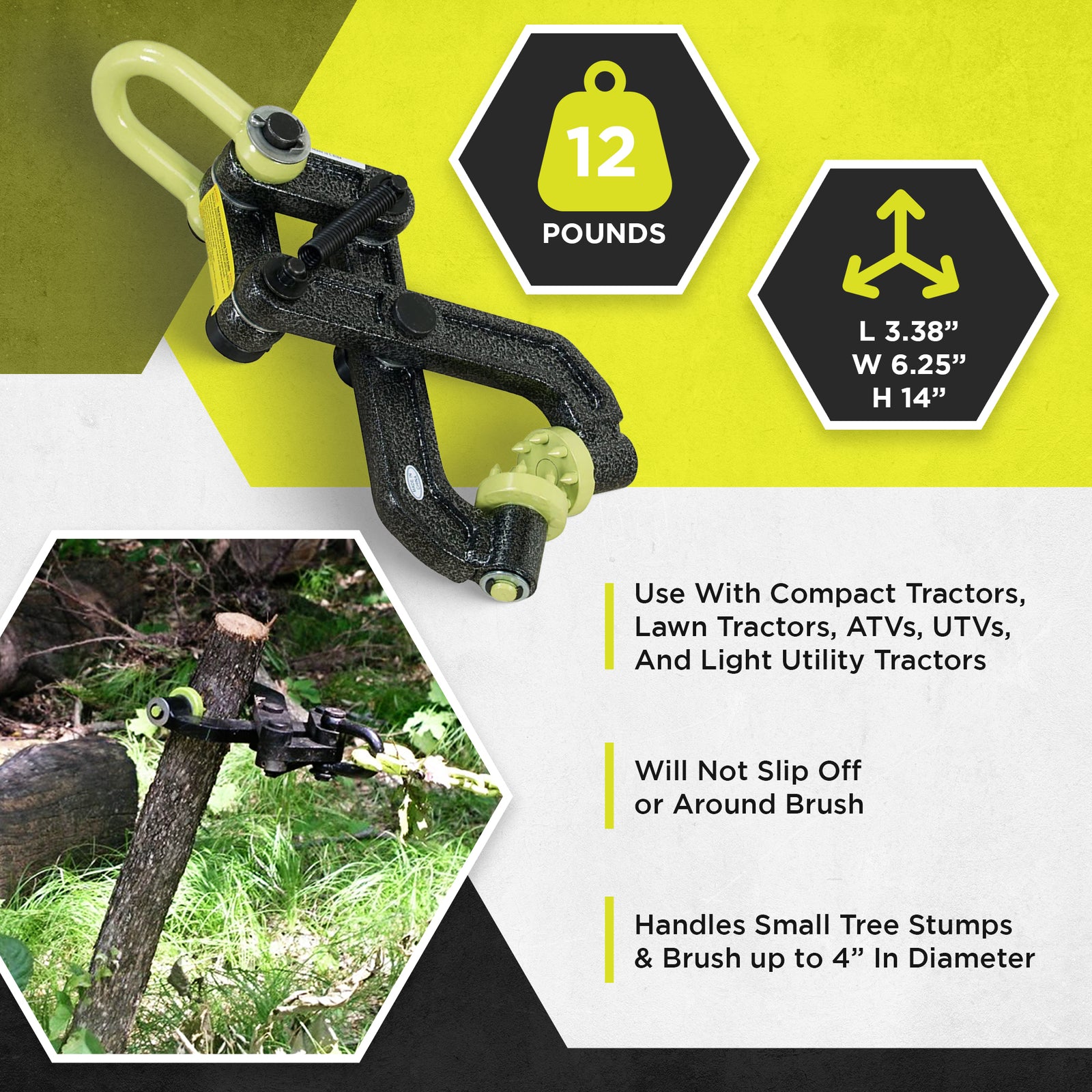 Brush Grubber BG-08 Steel HD Brush & Small Tree Stump Root Puller Remover Tool - VMInnovations