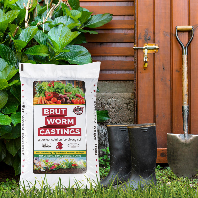 Brut Worm Farms Organic Worm Castings Soil Builder, 30 Pound Bag (8 Pack)