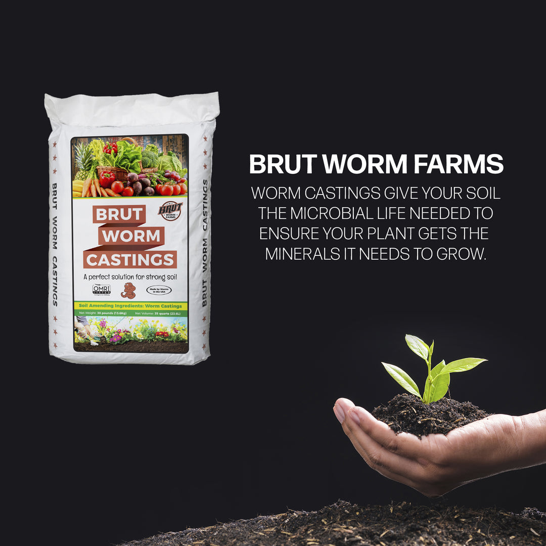 Brut Worm Farms Organic Worm Castings Soil Builder, 30 Pound Bag (4 Pack)