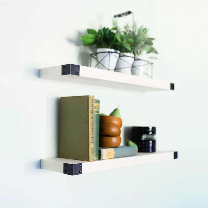Willow & Grace Bryan 36" Floating Wood Wall Shelves, White, Set of 2 (Open Box)
