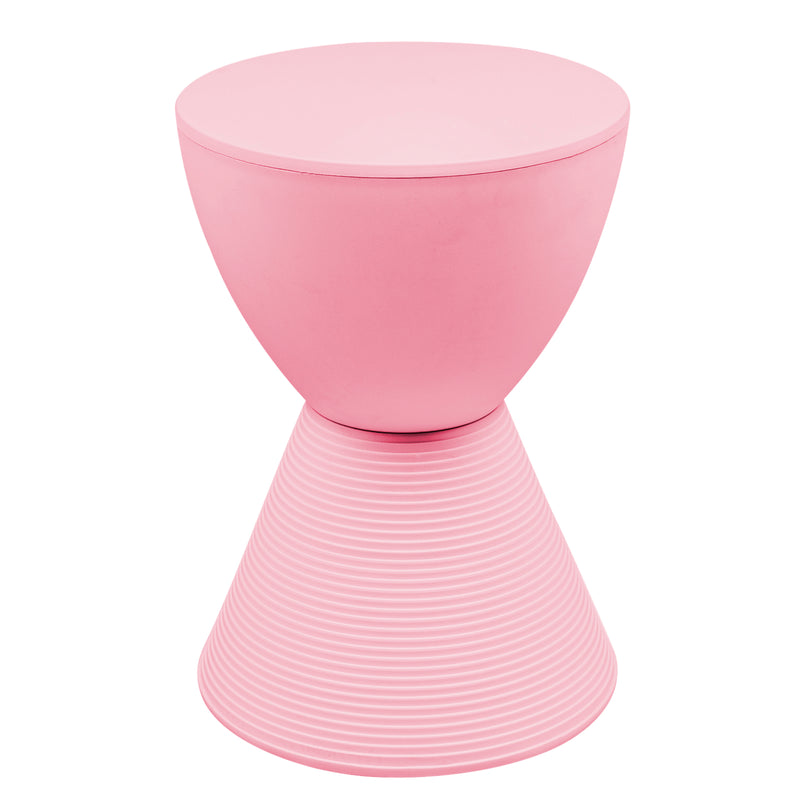 LeisureMod Boyd Indoor/Outdoor Modern Hourglass Accent Side End Table, Pink