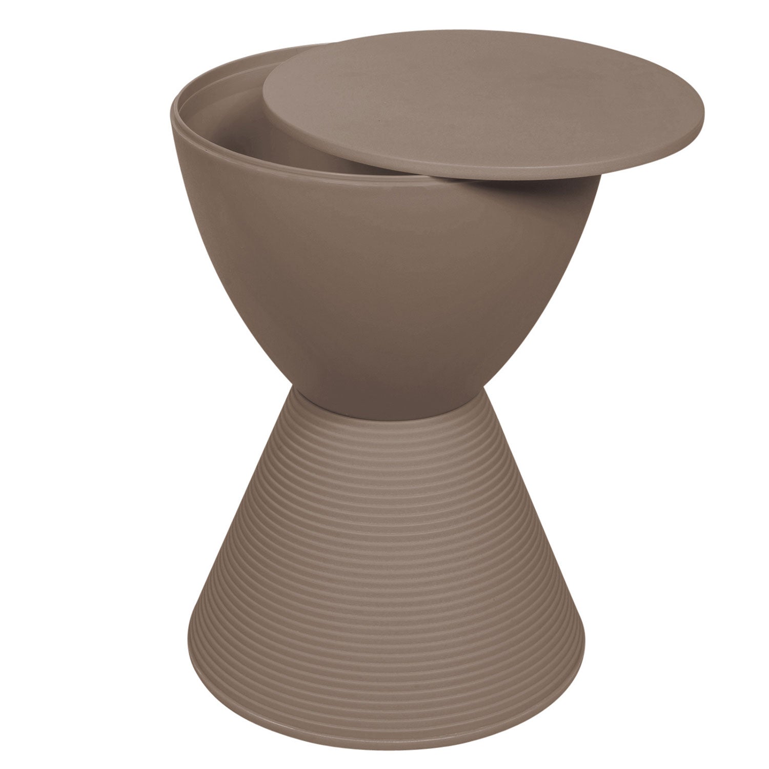 LeisureMod Boyd In/Outdoor Modern Hourglass Accent Side Table, Taupe (Open Box) - VMInnovations