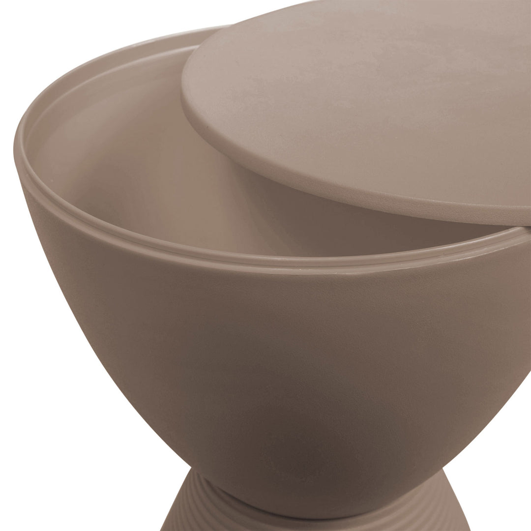 LeisureMod Boyd In/Outdoor Modern Hourglass Accent Side Table, Taupe (Open Box)