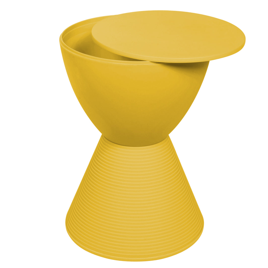 LeisureMod Boyd Indoor/Outdoor Modern Hourglass Side End Table, Yellow (Used)