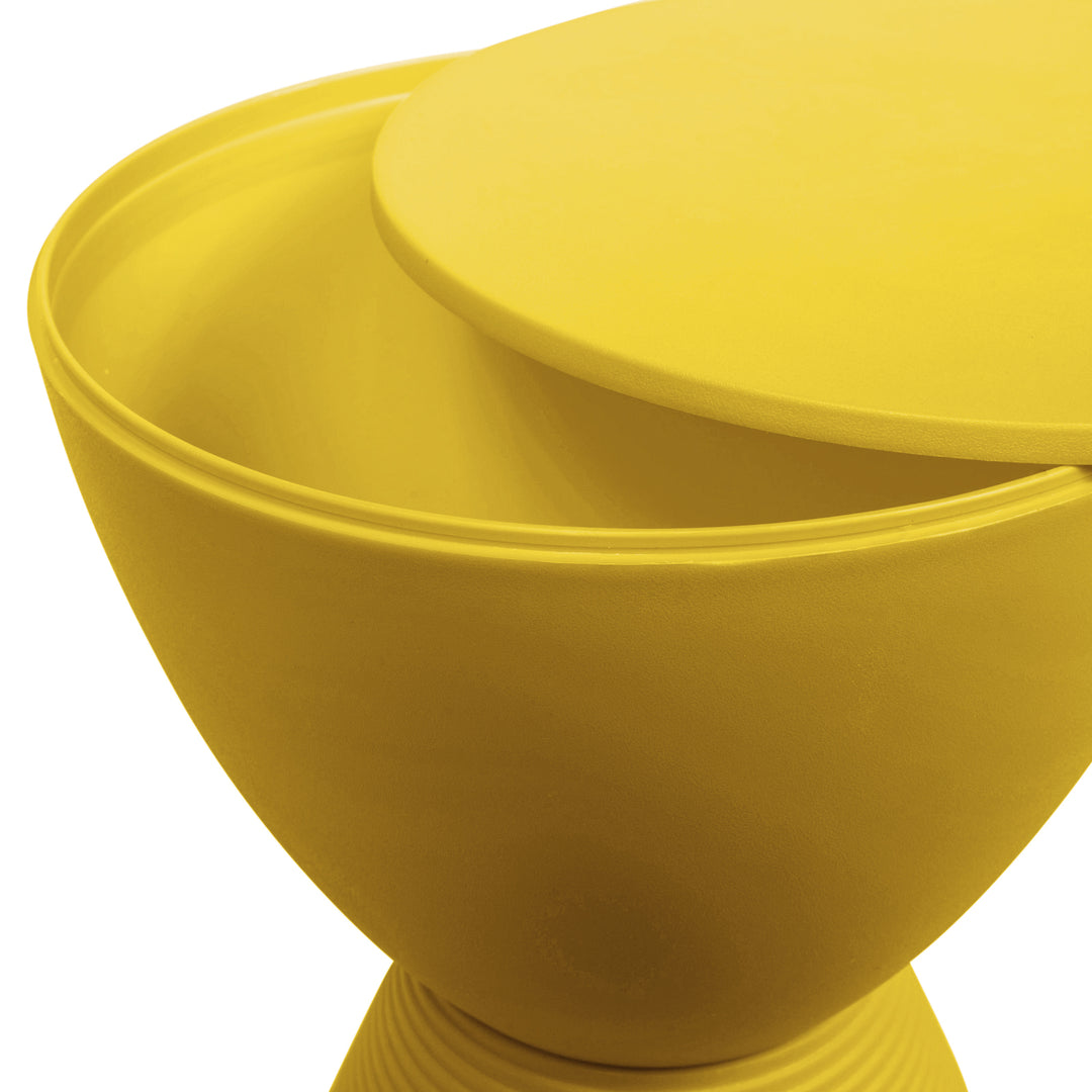 LeisureMod Boyd Indoor/Outdoor Modern Hourglass Side End Table, Yellow (Used)