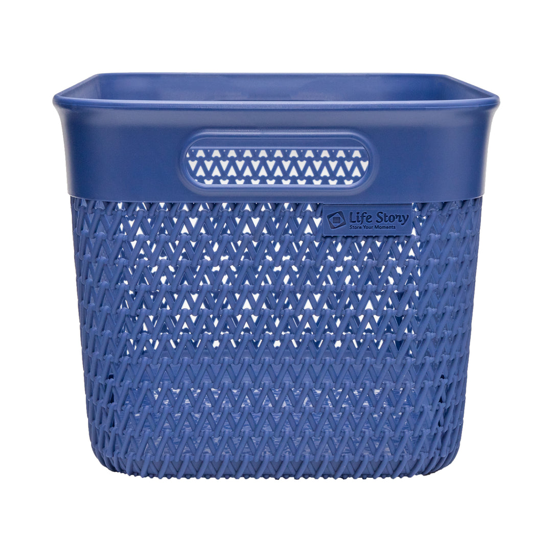 Life Story Lightweight Heavy Duty Storage Woven Trendy Basket 16 Quarts, Blue