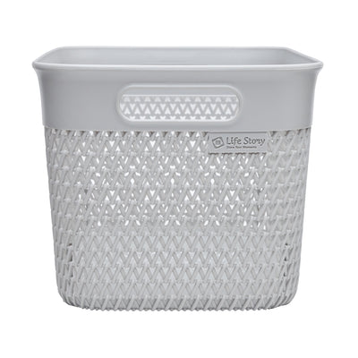Life Story Lightweight Heavy Duty Storage Woven Basket 16 Quarts, Grey (4 Pack)