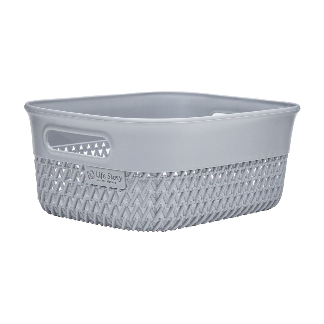 Life Story Lightweight Heavy Duty Storage Woven Basket 4 Quarts, Grey (14 Pack)