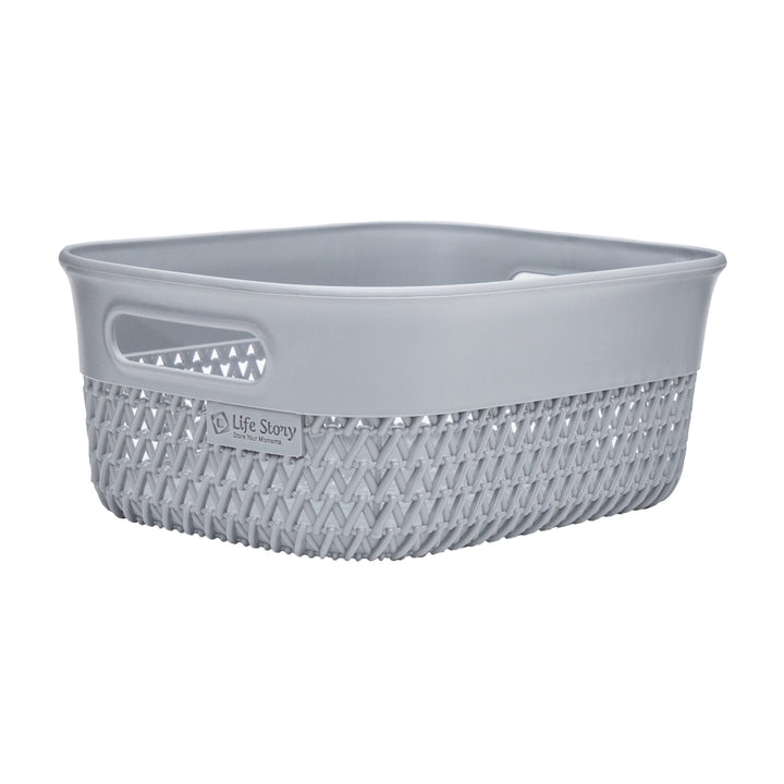 Life Story Lightweight Heavy Duty Storage Woven Basket 4 Quarts, Grey (14 Pack)