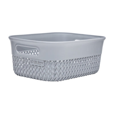 Life Story Lightweight Heavy Duty Storage Woven Trendy Basket 4 Quarts, Grey - VMInnovations