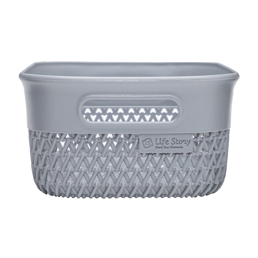 Life Story Lightweight Heavy Duty Storage Woven Basket 4 Quarts, Grey (14 Pack)