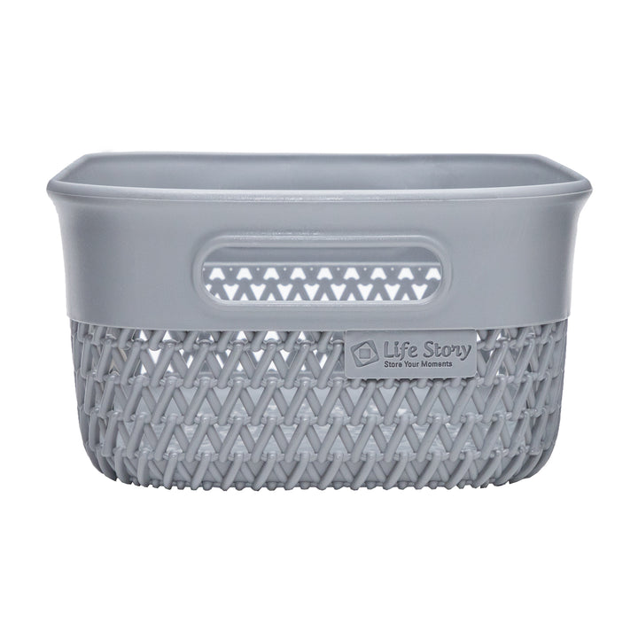 Life Story Lightweight Heavy Duty Storage Woven Basket 4 Quarts, Grey (14 Pack)