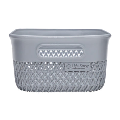 Life Story Lightweight Heavy Duty Storage Woven Trendy Basket 4 Quarts, Grey - VMInnovations