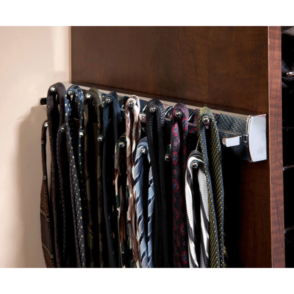 Rev-A-Shelf Sidelines TRCPOSL-14-SN-1 14 Inch Pop-Out Tie Rack, Satin Nickel