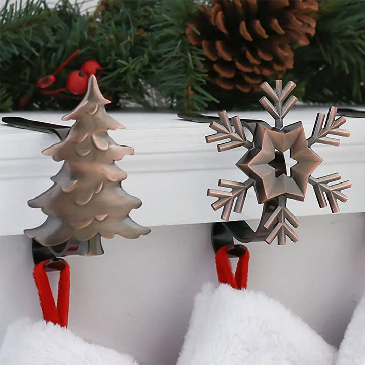 Haute Decor MantleClip Stocking Holder w/ Metal Holiday Icons, Bronze, 4pk(Used) - VMInnovations