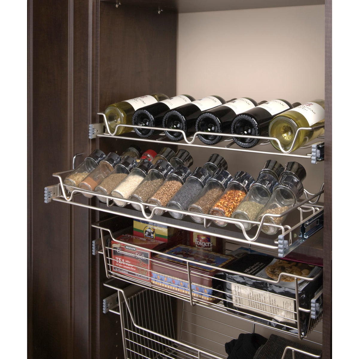 Rev-A-Shelf Sidelines 5WSCR-30CR-1 30" Chrome Wire Pullout Sliding Spice Rack