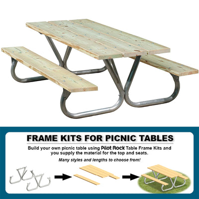 Pilot Rock 6 Foot Outdoor Steel Non Tip Picnic Table Kit (Frame Only) (Open Box) - VMInnovations