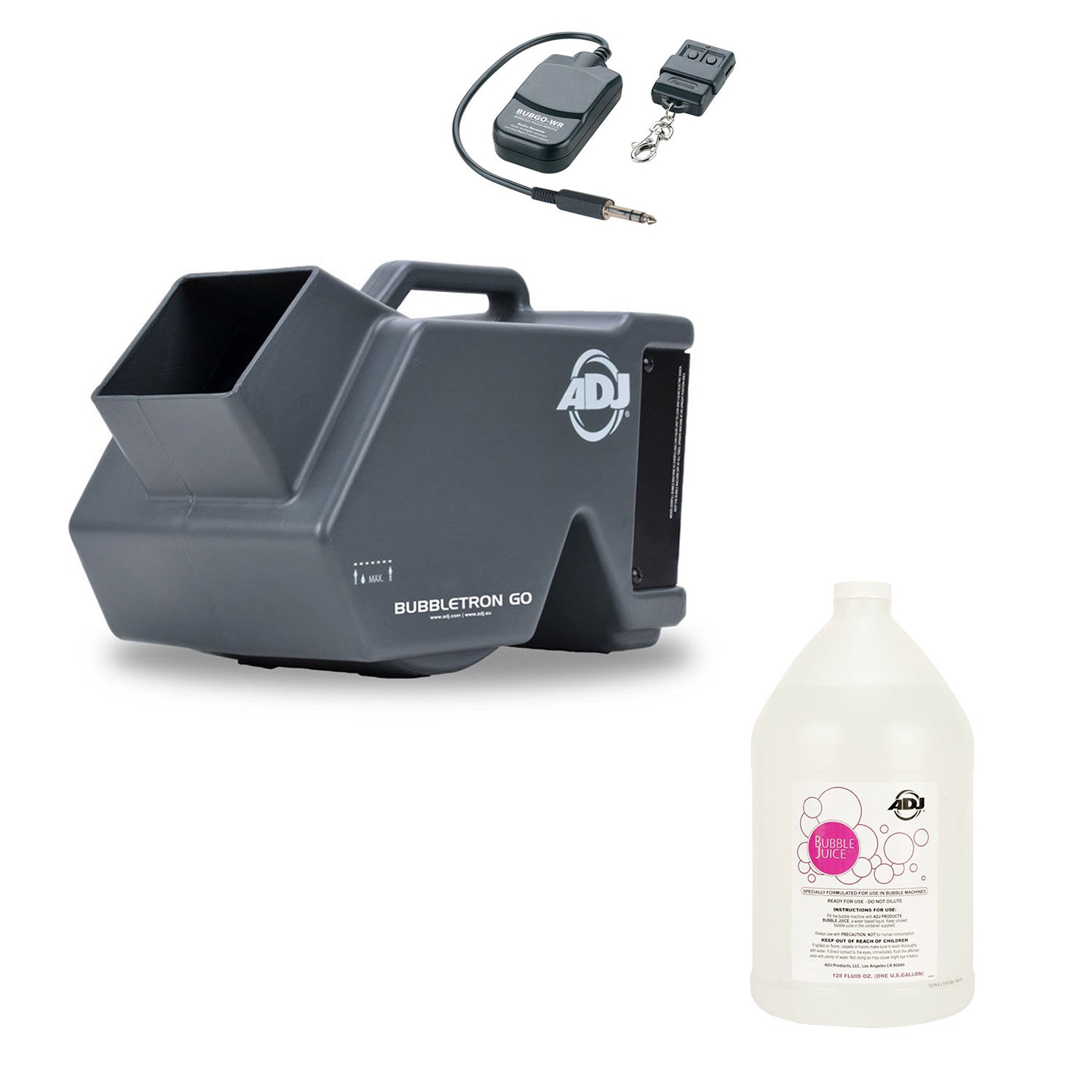 ADJ Products Bubbletron Go DJ Portable Bubble Machine, Remote & 1G Bubble Fluid