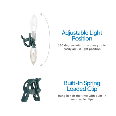 NOMA Quick Clip 66.8' LED Oudoor Christmas String Lights, 100 Multi-Color Bulbs - VMInnovations