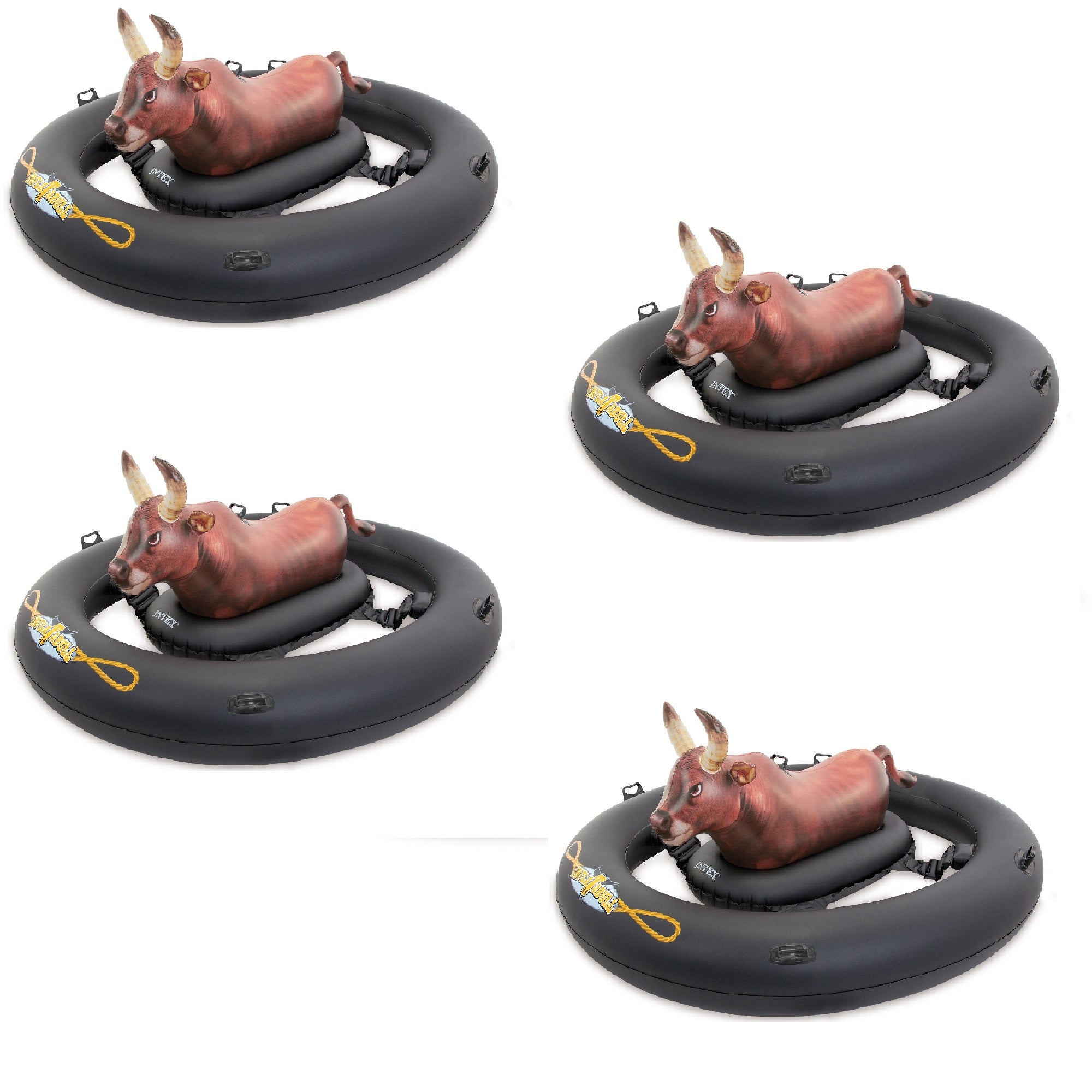 Intex Inflatabull Bull-Riding Inflatable Swimming Pool Lake Fun Float (4 Pack)