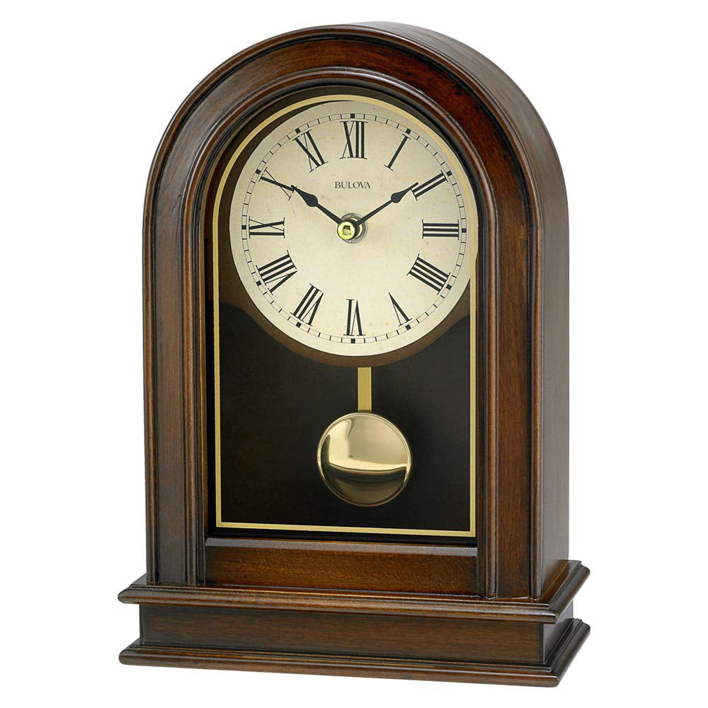 Bulova Clocks Hardwick Decorative Wooden Table Top Pendulum Clock (Open Box)